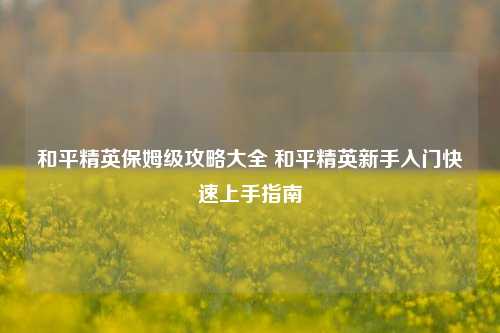 和平精英保姆级攻略大全 和平精英新手入门快速上手指南