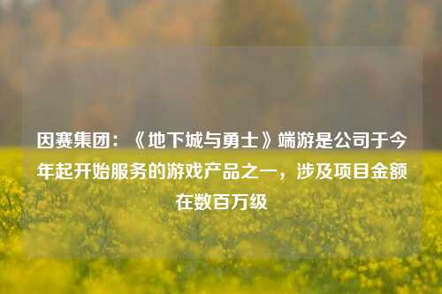 因赛集团：《地下城与勇士》端游是公司于今年起开始服务的游戏产品之一，涉及项目金额在数百万级