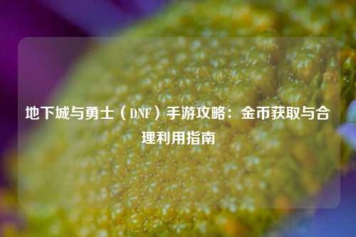 地下城与勇士（DNF）手游攻略：金币获取与合理利用指南