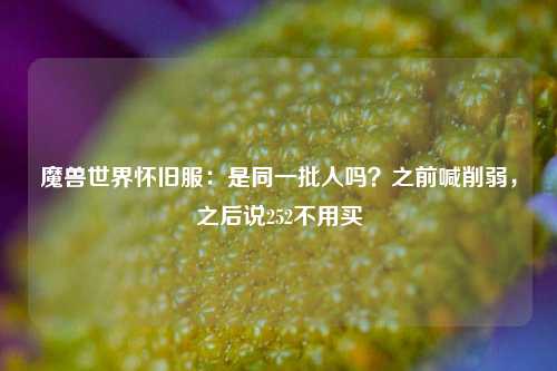 魔兽世界怀旧服：是同一批人吗？之前喊削弱，之后说252不用买