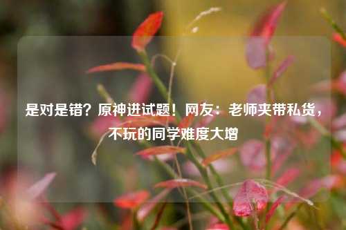 是对是错？原神进试题！网友：老师夹带私货，不玩的同学难度大增